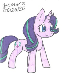 Size: 733x883 | Tagged: safe, artist:cmara, imported from derpibooru, starlight glimmer, pony, unicorn, female, mare, solo, surprised, traditional art