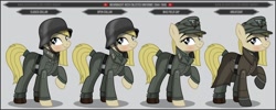 Size: 1280x512 | Tagged: safe, artist:brony-works, imported from derpibooru, earth pony, pony, clothes, female, mare, nazi, nazi germany, simple background, stahlhelm, swastika, uniform, wehrmacht, world war ii