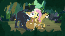 Size: 1920x1080 | Tagged: safe, imported from derpibooru, screencap, fluttershy, big cat, cat, cheetah, jaguar (animal), lynx, daring doubt