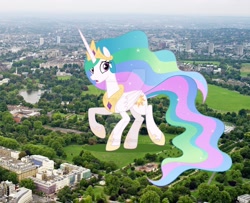 Size: 1920x1561 | Tagged: safe, artist:celestiaisbestponyyt, artist:decprincess, artist:princesslunayay, imported from derpibooru, princess celestia, alicorn, pony, britain, deviantart, deviantart watermark, england, female, giant alicorn, giant ponies in real life, giant pony, giantess, giantlestia, grass, highrise ponies, irl, london, macro, mare, obtrusive watermark, photo, ponies in real life, shocked, solo, tree, united kingdom, watermark