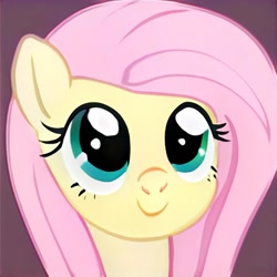 Size: 1024x1024 | Tagged: safe, artist:thisponydoesnotexist, imported from derpibooru, fluttershy, earth pony, pony, ai content, ai generated, artificial intelligence, cute, female, generator:thisponydoesnotexist, mare, neural network, not fluttershy, purple background, shyabetes, simple background, solo