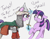 Size: 2016x1572 | Tagged: safe, artist:t72b, imported from derpibooru, starlight glimmer, twilight sparkle, pony, unicorn, arabic, armor, backing away, clothes, dialogue, helmet, historical roleplay starlight, levitation, looking at each other, magic, saladin, scared, scimitar, simple background, sword, telekinesis, unicorn twilight, weapon, white background