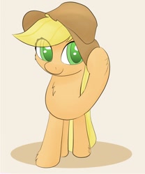 Size: 1000x1200 | Tagged: safe, artist:chocodamai, imported from derpibooru, applejack, pony, applejack's hat, chest fluff, cowboy hat, cute, digital art, female, hat, jackabetes, smiling, solo