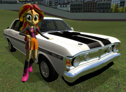 Size: 804x588 | Tagged: safe, artist:didgereethebrony, imported from derpibooru, sunset shimmer, equestria girls, 3d, female, ford, ford falcon, ford falcon xy gtho phase iii, gmod, solo