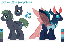 Size: 1024x683 | Tagged: safe, artist:kabuvee, imported from derpibooru, oc, oc only, changedling, changeling, pegasus, pony, four eyes, male, simple background, stallion, transparent background