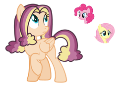 Size: 1024x711 | Tagged: safe, artist:sapphiretwinkle, imported from derpibooru, fluttershy, pinkie pie, pegasus, pony, female, magical lesbian spawn, mare, offspring, parent:fluttershy, parent:pinkie pie, parents:flutterpie, simple background, transparent background