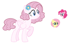 Size: 1024x637 | Tagged: safe, artist:sapphiretwinkle, imported from derpibooru, fluttershy, pinkie pie, pegasus, pony, female, magical lesbian spawn, mare, offspring, parent:fluttershy, parent:pinkie pie, parents:flutterpie, simple background, transparent background