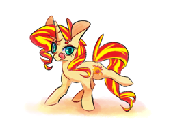 Size: 1280x960 | Tagged: safe, artist:phyllismi, imported from derpibooru, sunset shimmer, pony, unicorn, :p, big ears, female, looking at you, mare, simple background, solo, tongue out, white background