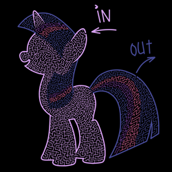 Size: 1200x1200 | Tagged: safe, artist:akellf, imported from derpibooru, twilight sparkle, pony, unicorn, arrow, black background, cute, maze, simple background, text, twiabetes, unicorn twilight