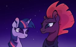 Size: 1280x801 | Tagged: safe, artist:plethxra, imported from derpibooru, tempest shadow, twilight sparkle, pony, my little pony: the movie, bust, portrait, scene interpretation