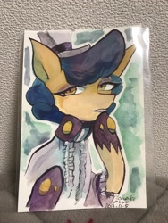 Size: 1536x2048 | Tagged: safe, artist:tamaki, imported from derpibooru, sapphire shores, pony, female, hat, ponyfesta, solo, traditional art, watercolor painting