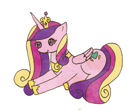 Size: 670x580 | Tagged: safe, artist:rai_ra, imported from derpibooru, princess cadance, alicorn, pony, crown, female, jewelry, regalia, smiling, solo