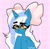 Size: 1130x1116 | Tagged: safe, artist:xansfucku, imported from derpibooru, oc, oc:fleurbelle, anthro, adorabelle, bow, breasts, cute, featureless breasts, hair bow, looking at you, ocbetes, pink background, simple background, smiling, wingding eyes, yellow eyes