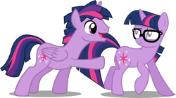 Size: 1666x935 | Tagged: safe, artist:caliazian, artist:penny-rhythm, artist:spier17, edit, editor:slayerbvc, imported from derpibooru, vector edit, sci-twi, twilight sparkle, alicorn, pony, unicorn, equestria girls, spring breakdown, dusk shine, equestria girls ponified, female, glasses, looking back, male, mare, nervous, ponified, prince dusk, r63 paradox, raised hoof, rule 63, self ponidox, simple background, smiling, stallion, story included, suspicious, transparent background, twilight sparkle (alicorn), unicorn sci-twi, unsure, vector