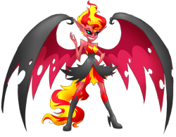 Size: 5000x3888 | Tagged: safe, artist:sweettots, imported from derpibooru, sunset shimmer, equestria girls, absurd resolution, alternate design, female, sharp teeth, simple background, solo, sunset satan, teeth, transparent background, wings