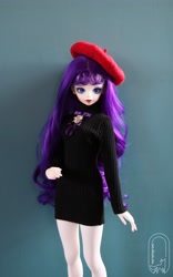 Size: 2551x4095 | Tagged: safe, artist:sudn_fox, imported from derpibooru, rarity, human, 2010s, 2019, becoming popular, beret, doll, female, girly, hat, humanized, irl, photo, solo, toy