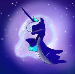 Size: 1080x1072 | Tagged: safe, artist:bellas.den, imported from derpibooru, princess luna, alicorn, pony, 2010s, 2019, bust, ethereal mane, eyes closed, female, jewelry, mare, peytral, solo, starry mane, tiara