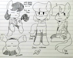 Size: 1024x809 | Tagged: safe, artist:neonkalistar202, imported from derpibooru, alicorn, earth pony, pony, - -, 2010s, 2016, asriel dreemurr, chara, clothes, crossover, frisk, korean, lined paper, ponified, smiling, traditional art, undertale, video game