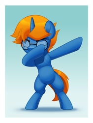 Size: 800x1056 | Tagged: safe, artist:jhayarr23, imported from derpibooru, oc, oc only, oc:jack chestnut, pony, unicorn, bipedal, dab, glasses, male, solo, stallion, yeet