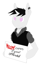 Size: 1080x1920 | Tagged: safe, artist:tiviyl, artist:tiviyl scratch, imported from derpibooru, oc, oc only, oc:tiviyl scratch, pony, unicorn, annoyed, grammar error, piercing, sign, simple background, solo, text, transparent background