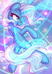 Size: 1280x1811 | Tagged: safe, artist:musicfirewind, artist:wavecipher, imported from derpibooru, trixie, pony, unicorn, bipedal, blast, female, magic, magic beam, magic blast, mare, solo