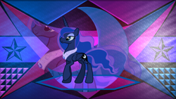 Size: 7680x4320 | Tagged: safe, artist:estories, artist:laszlvfx, edit, imported from derpibooru, princess luna, alicorn, pony, absurd resolution, female, folded wings, looking up, smiling, solo, wallpaper, wallpaper edit, wings