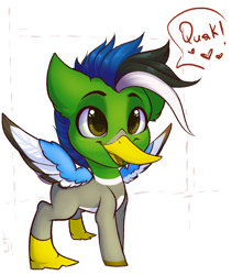 Size: 1600x1900 | Tagged: safe, artist:falafeljake, imported from derpibooru, oc, oc only, hybrid, original species, pony, beak, simple background, solo, white background