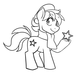 Size: 4107x3984 | Tagged: artist needed, source needed, safe, artist:supermeb90, imported from derpibooru, oc, oc only, oc:esperanta poneo, earth pony, pony, closed mouth, clothes, commission, cute, esperanto, male, monochrome, solo, stallion