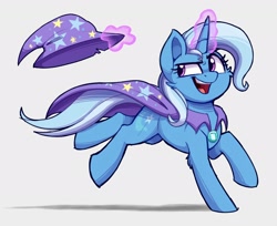 Size: 1906x1558 | Tagged: safe, artist:thegamblehorse, imported from derpibooru, trixie, pony, unicorn, cheek fluff, female, leg fluff, magic, mare, open mouth, simple background, solo, telekinesis, white background