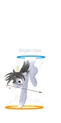 Size: 1000x2000 | Tagged: artist needed, safe, imported from derpibooru, oc, oc only, oc:silver bristle, earth pony, pony, arrow, digital art, glasses, indian, male, mouth hold, portal, portal (valve), simple background, stallion, transparent background