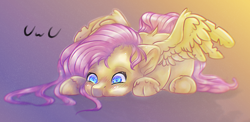 Size: 2000x979 | Tagged: safe, artist:angelmartje, imported from derpibooru, fluttershy, pegasus, abstract background, cute, female, mare, puffy cheeks, shyabetes, simple background, spread wings, unshorn fetlocks, uwu, weapons-grade cute, wings