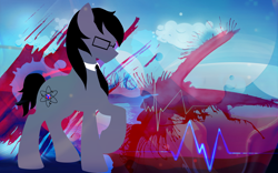 Size: 2560x1600 | Tagged: safe, artist:evescintilla, imported from derpibooru, oc, oc only, oc:silver bristle, earth pony, pony, cutie mark, glasses, male, minimalist, modern art, necktie, simple, stallion, wallpaper