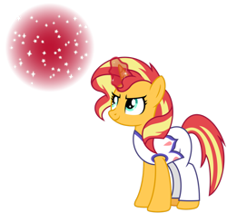 Size: 1024x964 | Tagged: safe, artist:emeraldblast63, imported from derpibooru, sunset shimmer, pony, unicorn, the summer sun setback, clothes, costume, female, magic, simple background, solo, transparent background