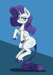 Size: 4960x7015 | Tagged: safe, artist:paskanaakka, derpibooru exclusive, imported from derpibooru, rarity, pony, unicorn, abstract background, absurd resolution, chest fluff, colored hooves, ear fluff, female, mare, rarity is not amused, solo, tail stand, unamused, unshorn fetlocks