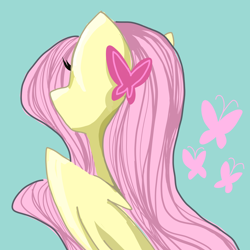 Size: 2000x2000 | Tagged: safe, artist:wimple, imported from derpibooru, fluttershy, pegasus, pony, female, mare, simple background, solo, turned away