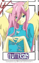 Size: 630x1024 | Tagged: safe, alternate version, artist:kypie92, imported from derpibooru, fluttershy, human, clothes, eared humanization, female, humanized, jewelry, necklace, solo, winged humanization, wings