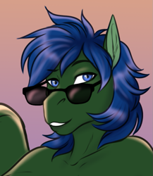 Size: 653x751 | Tagged: safe, artist:blackblood-queen, imported from derpibooru, oc, oc:tankett venter, oc:tankton venter, anthro, cropped, genderfluid, sunglasses