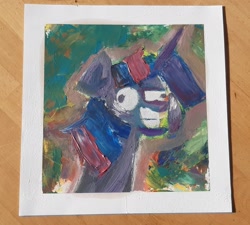 Size: 2198x1975 | Tagged: safe, artist:khaki-cap, imported from derpibooru, twilight sparkle, alicorn, unicorn, abstract, abstract art, crazy face, cringing, expressionism, expressions, faic, messy mane, modern art, oil, oil painting, painting, paper, photo, traditional art, twilight snapple