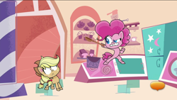 Size: 1920x1080 | Tagged: safe, imported from derpibooru, screencap, applejack, pinkie pie, earth pony, pony, my little pony: pony life, pinkie pie: hyper-helper, spoiler:pony life s01e06, angry, bipedal, g4.5