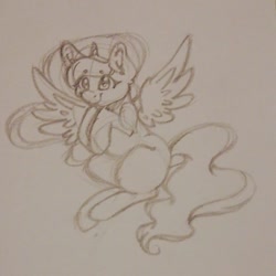 Size: 788x788 | Tagged: safe, artist:tessa_key_, imported from derpibooru, oc, oc only, alicorn, pony, alicorn oc, horn, lineart, monochrome, solo, traditional art, wings