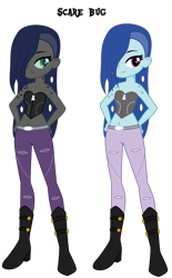 Size: 1920x3090 | Tagged: safe, artist:lhenao, imported from derpibooru, oc, oc only, oc:scary bug, human, equestria girls, belly button, magical lesbian spawn, next generation, offspring, parent:queen chrysalis, parent:twilight sparkle, parents:twisalis, simple background, solo, transparent background