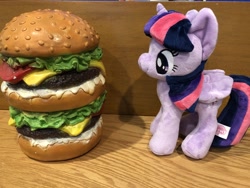 Size: 4032x3024 | Tagged: safe, imported from derpibooru, twilight sparkle, alicorn, pony, borgarposting, burger, burgie, cute, female, food, mare, photo, plushie, solo, standing, twiabetes, twilight burgkle, twilight sparkle (alicorn)