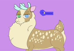 Size: 5000x3500 | Tagged: safe, artist:midnight_mare, imported from derpibooru, oc, deer, reindeer, them's fightin' herds, :3, community related, fluffy, heterochromia, looking at you, meta, simple background, spots, tfh oc, twitter