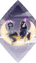 Size: 1292x2228 | Tagged: safe, artist:shiroikitten, imported from derpibooru, oc, oc:moonheart, human, pony, unicorn, female, horn, horned humanization, humanized, magic, mare, moon, simple background, transparent background