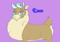 Size: 5000x3500 | Tagged: safe, alternate version, artist:midnight_mare, imported from derpibooru, oc, deer, reindeer, them's fightin' herds, community related, fluffy, heterochromia, looking at you, meta, simple background, tfh oc, twitter