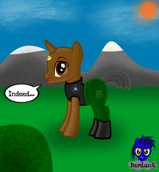 Size: 3840x4154 | Tagged: safe, artist:damlanil, imported from derpibooru, pony, unicorn, boots, bush, clothes, cloud, horn, indeed, male, mountain, sg1, shoes, solo, stallion, stargate, stargate sg1, sun, teal'c, vector