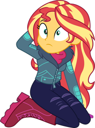 Size: 2220x3000 | Tagged: safe, artist:steyrrdash, imported from derpibooru, sunset shimmer, equestria girls, equestria girls series, holidays unwrapped, spoiler:eqg series (season 2), female, show accurate, shrunken pupils, simple background, solo, transparent background, vector