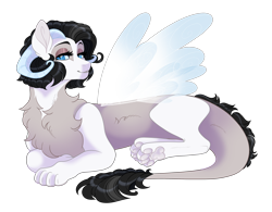 Size: 3200x2500 | Tagged: safe, artist:gigason, imported from derpibooru, oc, oc only, draconequus, hybrid, female, interspecies offspring, offspring, parent:discord, parent:rarity, parents:raricord, prone, simple background, solo, transparent background