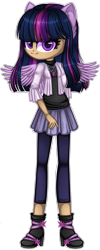 Size: 1280x3214 | Tagged: safe, artist:fantarianna, imported from derpibooru, twilight sparkle, human, boots, eared humanization, female, humanized, jewelry, looking at you, necklace, shoes, simple background, solo, transparent background, winged humanization, wings