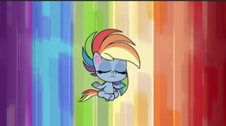 Size: 720x402 | Tagged: safe, imported from derpibooru, screencap, rainbow dash, pegasus, pony, my little pony: pony life, the fluttershy effect, spoiler:pony life s01e10, cute, dashabetes, female, g4.5, mare, meditating, rainbow background, solo